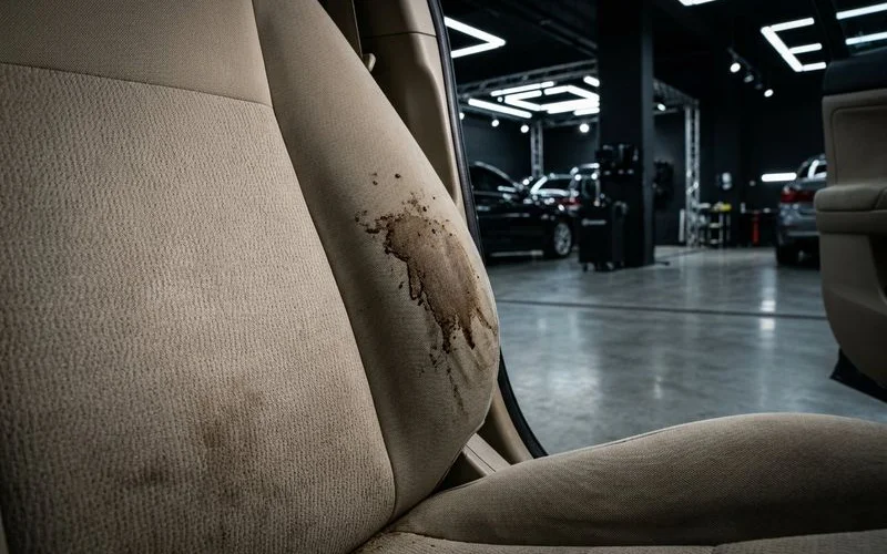 Interior Stain Removal example work by Gemstar Eagle Auto Detailing