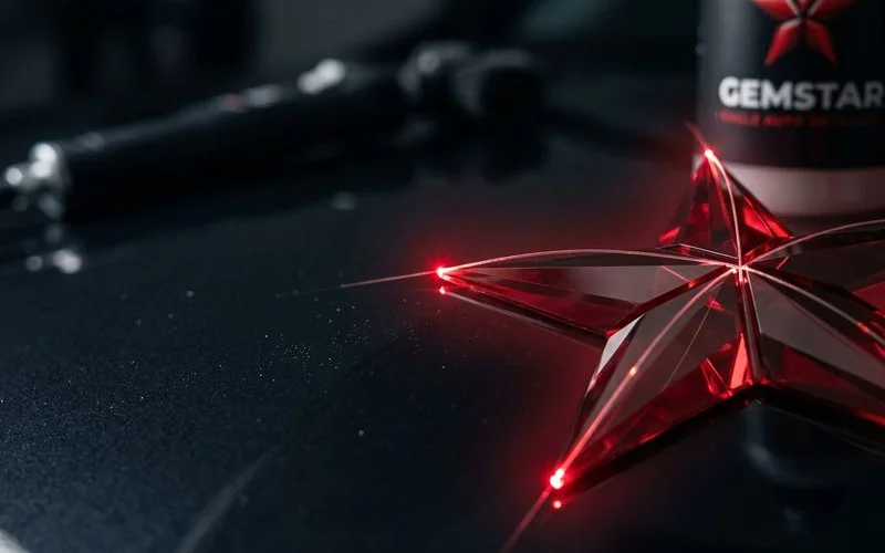 Close-up of fiber optic strands creating individual star points