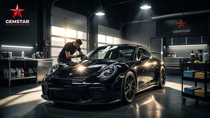 A stunning freshly detailed vehicle gleaming in the sun outside the Gemstar Eagle Auto Detailing facility in Eagle Idaho